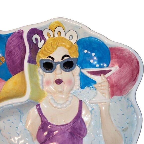 Vtg Y2K 2000 Boston Warehouse Limited Edition Happy New Year Chip Dip Platter - Picture 3 of 6